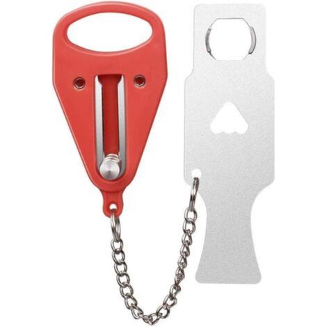Serrure de porte portable, ajout d'un verrou supplémentaire pour plus de sécurité et de confidentialité, solide et robuste Lock -rouge (1/5)