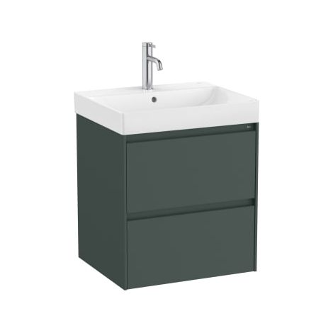 MUEBLE LAVABO BLANCO 550X460 ONA STANDARD 2 CAJONES LED VERDE MATE
