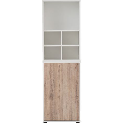 Büro Aktenschrank mit Regal BRAGA-80 in weiß mit Wildeiche Nb., B/H/T: ca. 51/167,2/41 cm (1/3)
