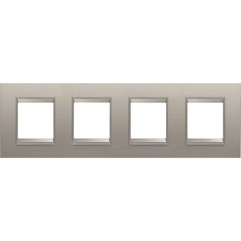 PLAQUE LUX 2+2+2+2P H MÉTAL ALUMINIUM GEWISS GW16228XS (1/2)
