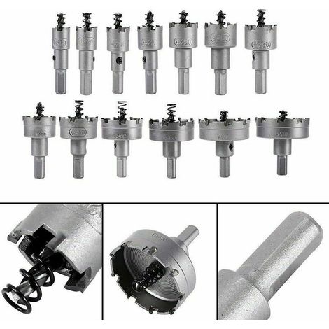 13-teiliges Versailles-Lochsägen-Set, Lochsägenbohrer, 16 mm 53 mm Edelstahl-Lochsägen-Wolframkarbid-TCT-Bohrer, Metallbohrer, Hardware-Werkzeuge, Hartmetall-Senker (1/3)