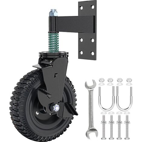 Roue de portail de clôture 20 cm pour portail en tube métallique Charge maximale unique 275 kg Ressort rotatif à 360 ° Amortissant les chocs avec vis et clé (1/5)