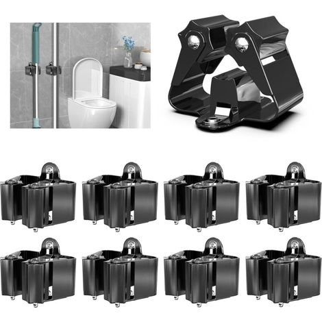 Bardusch-Accroche balai mural 8 pcs – inox – salle de bain/garage/jardin/buanderie/cuisine – noir (1/5)