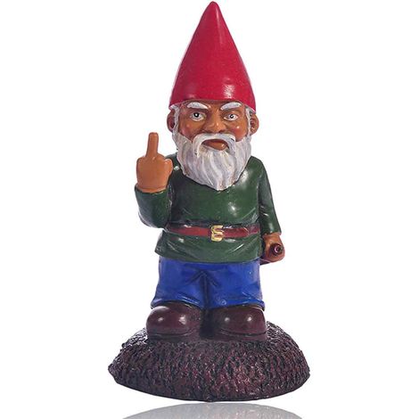 1 Statue de nain, doigt d'honneur, résine, 15x10cm, décoration jardin, patio, pelouse (1/5)