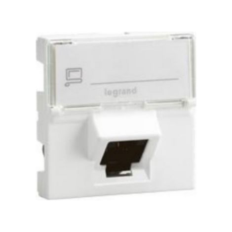 Prise RJ45 catégorie 6 FTP inclinée à 45° Mosaic 2 modules blanc LEGRAND 076505 (1/4)