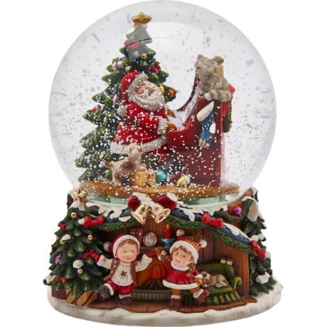 EDG Enzo De Gasperi Sfera Di Neve Babbo Natale Con Piano H 21 Cm D 16 Cm Con Luci Led, Musica E Neve (1/2)