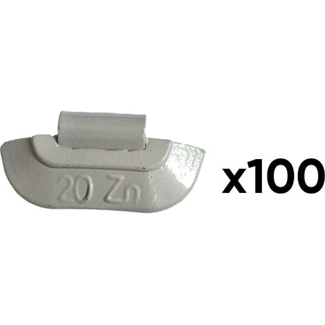 JBM54659 Boîte de 100 contrepoids en zinc avec agrafe de 20 g, spéciale pour jante universelle