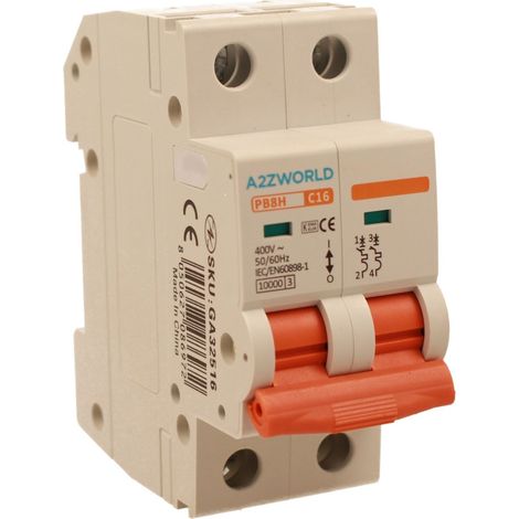 MCB Interruttore Magnetotermico Automatico Curva C 2P 2M 10000A C16A AC 400V IP20 IEC60898-1 PB8H