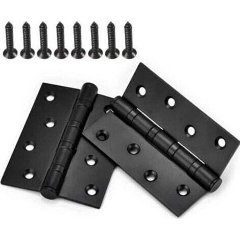 2 Pcs Charnière de Porte à Roulement à Billes Noir en Inox Charnières Portes Pliables pour Meubles Grange Garage avec Vis (1/4)