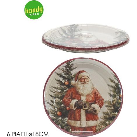 Set 6 Piatti Natalizi General Trade Babbo Natale Ø 18 cm