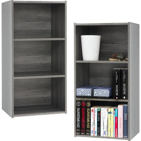 Iris Ohyama, Mobile portaoggetti, Lotto di 2 scaffali in legno con porte, Design, Modulabile, Ufficio, Camera da letto, Salotto - MDB-3 - Grigio chiaro