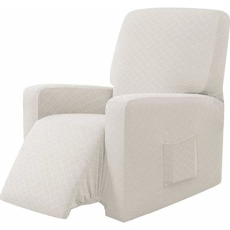 élastique Housse de Fauteuil, Housse de Fauteuil à Oreilles Tissu Doux Polyester Protecteur pour Chaise Canapé (Blanc) (1/5)