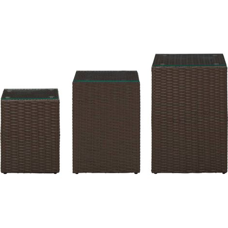 Maison Exclusive - Beistelltische 3 Stk. mit Glasplatten Braun Po