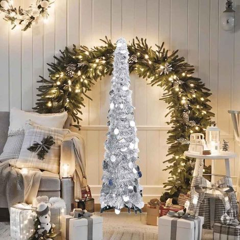 vidaXL Artificial Christmas trees PET Silver (1/5)