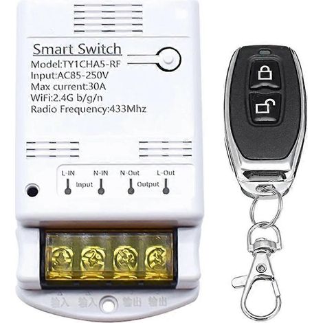 Relais de commutation Wi-Fi 4000 W 30 A, application Tuya Smartlife, module récepteur RF 433 MHz, alimentation CA 85-250 V, disjoncteur 220 V pour domotique (1/5)