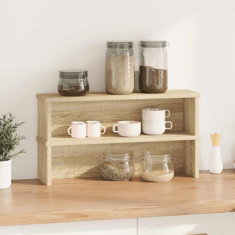 Étagères de cuisine empilables 2 pcs,Étagères de rangement chêne sonoma 50x15x16 cm CFW76559 (1/5)
