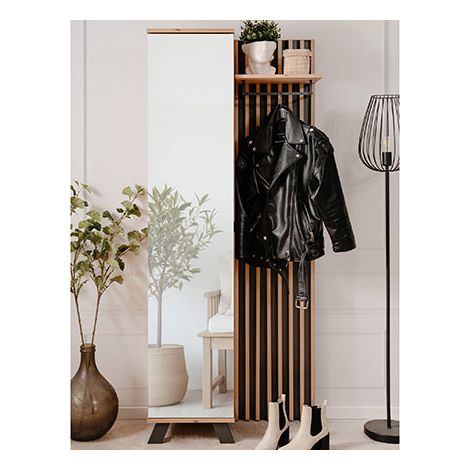Vestiaire 1 porte 80x37x190 cm décor chêne artisanal – 4 étagères intérieures – Barre de penderie – Style industriel (1/3)