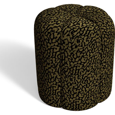 Pouf en tissu à motif léopard kaki LOLLY (1/5)