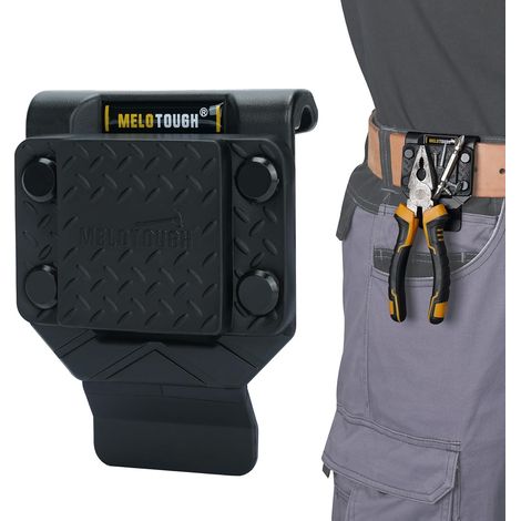 Strong Magnetic Tool Holder for Screws, Nails, Wrench, Hammer, Pliers, Screwdriver, Trowel, Sockets - Fits Belts Up to 2.7" (Black) (1/5)