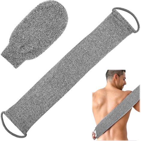 2 PCS Gant Exfoliant Corps, Brosse dos Douche, Sangle Lave Dos Exfoliant en Fibres de Bambou Naturelles pour une Peau Douce et Rafraîchie