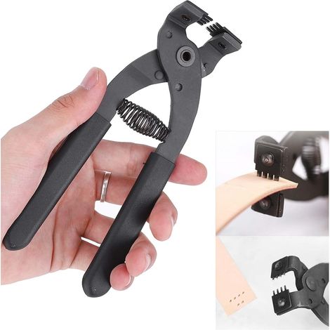 Perforatrice pour cuir 4 mm 4 dents (4 dents) Pince silencieuse portative en acier au carbone de 6,7 pouces Outil de perforation pour travaux manuels en cuir Perforatrice pour coutures en cuir (1/5)