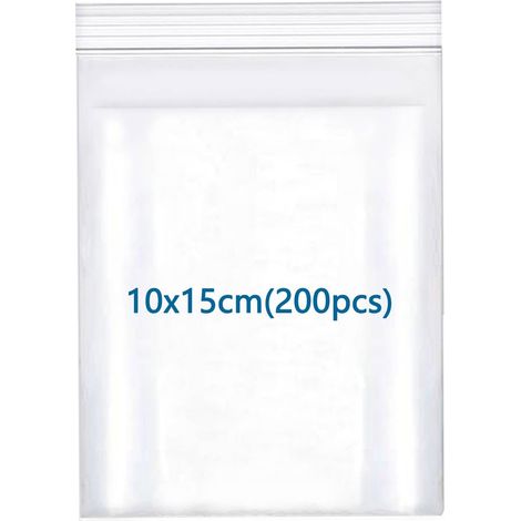 10 x 15 cm/200 x Transparent Resealable Plastic Bags Small Packaging Bag Small Strong and Sturdy Suitable for Airtight Storage of Small Objects 160mµ (1/5)