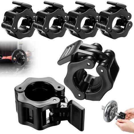 6 Pièces Collier Bague de Serrage Haltères de 30 mm, Pinces à Haltères Antidérapant en Plastique, Clips de Collier Fermeture Rapide, Colliers de Blocage pour Barre Haltérophilie & Musculation Fitness (1/4)