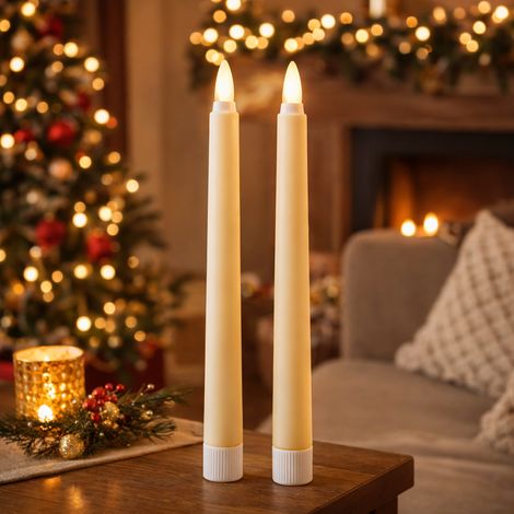 EDG Enzo De Gasperi Candela Led Touch Stelo Natale H 34 Cm D 2,2 Cm IP20 Cf 2 Pz Ivory (1/3)