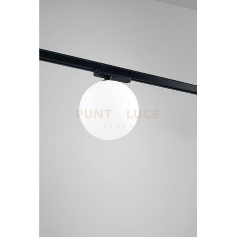 Plafoniera per BINARIO trifase in vetro opale struttura in metallo e plastica colore nero opaco LED 15W 1050LM 3000K d.15cm