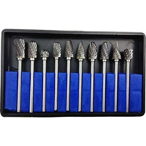 10PCS 3mmx6mm Rotary Carbide Cutting Burrs for Dremel Woodworking, Engraving, and Drilling (1/5)
