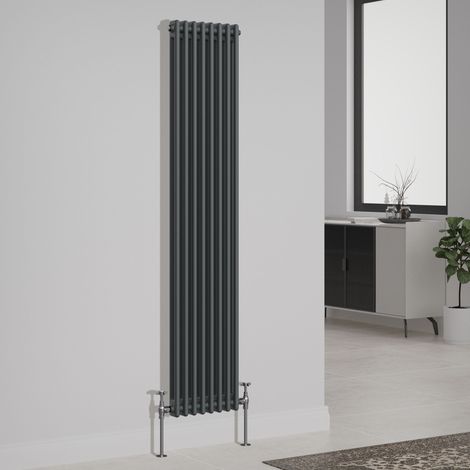 Traditional Cast Iron Style Radiator 1800x380mm Vertical 2 Column Anthracite (1/5)