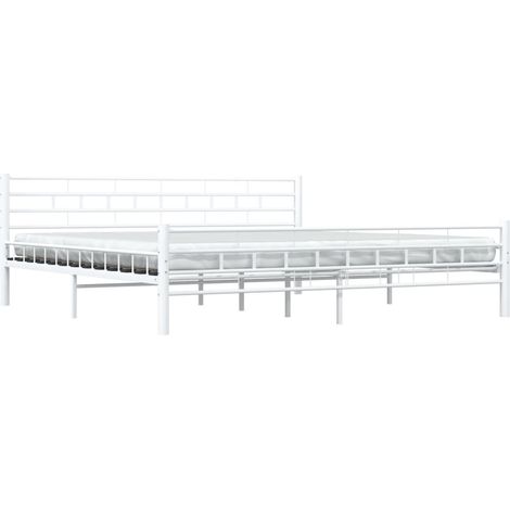 Bed Frame  White  Metal frame, plywood slats  Double   Durable vidaXL (1/4)
