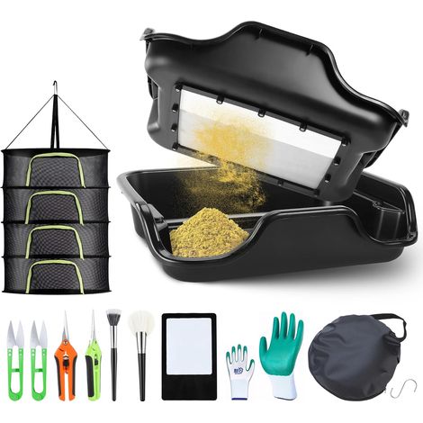 Trim Bowl, Trellis Kit with 150 Micron Garden Sieve, Ergonomic Cutting Tray, Contains 4 Pairs of Scissors, 2 Antistatic Brushes, Card Magnifier, Net (1/5)