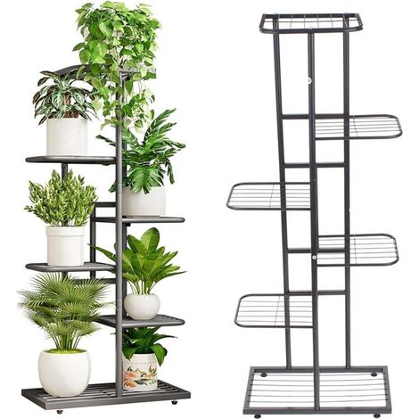 Blumenständer aus Metall für Blumen und Pflanzen Standregal mit 6 Ablagen 105 cm