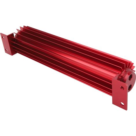 Refroidisseur de transmission double canal 12 pouces, dissipateur thermique à ailettes en aluminium anodisé à double passage, compatible avec voitures et camions, rouge (1/5)
