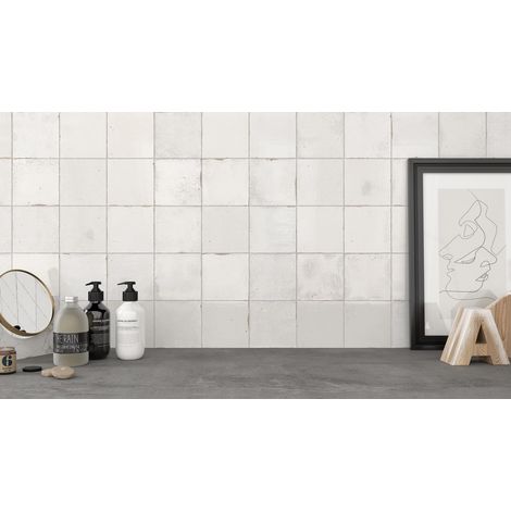 Carrelage mural faïence effet zellige MESTIZAJE ZELLIGE 12,5x12,5cm - 12,5x12,5 cm Décor Blanc brillant - Brillant / Poli - boîte de 0.42 m2 - Gioia (1/5)