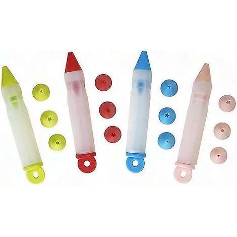 Tortendekorationsstift, Set mit 4 verschiedenen Spitzen zum Beschriften von Schokolade (1/4)