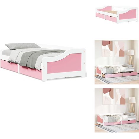 Lit de jour et 2 tiroirs sans matelas IRUN blanc rose 90x200 cm - Lit De Jour - Lits De Jour - Canapé-lit - Lit D'appoint (1/5)