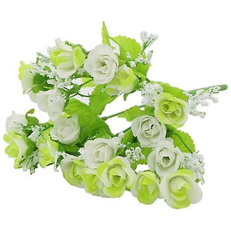 bouquet de 21 roses artificielles pour décoration de mariage, fête, maison ou salonblanc vert (1/5)