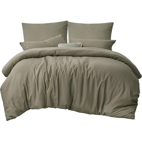 Bettwäsche 220x240 Taupe 06 - Taupe 3Teilig: 220x240 cm + 2x 80x80 cm (1/5)