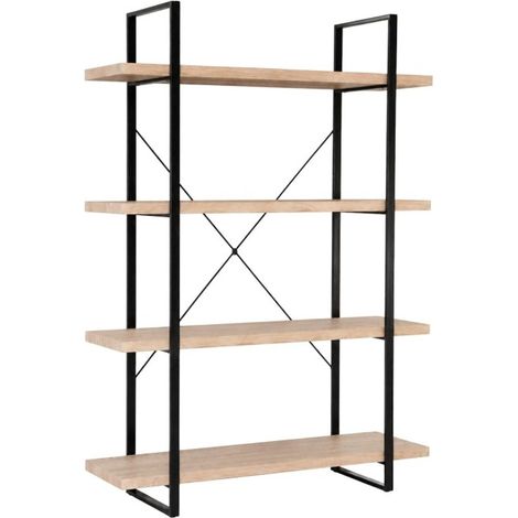 Industrielles Regal SHELVES – 4 Ebenen – Holz und Metall – Trendiges Loft-Design (1/3)