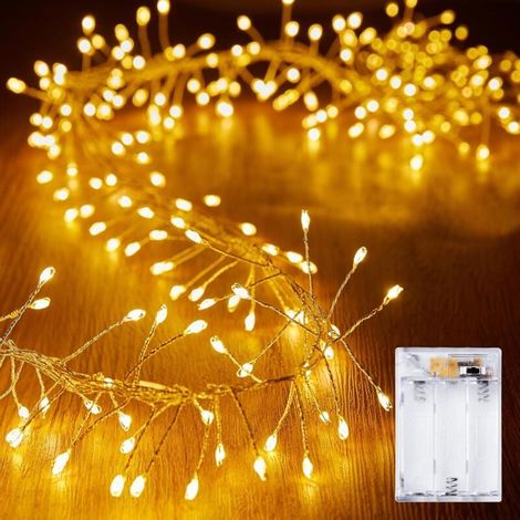 Batteriebetriebene Lichterkette, 3 m, 100 LEDs, Wunderkerzen, wasserdichter Silberdraht, Sternen-Glühwürmchen-Muster, für Kränze, Unkrautdekoration, Weihnachtsdekorationen im Innen- und Außenbereich (1/4)