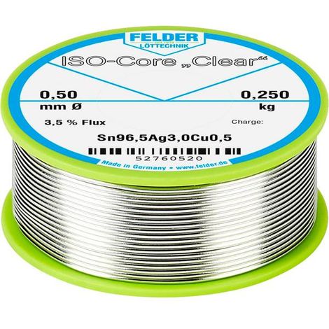 Felder ISO-Core Clear SAC305 Stagno per saldatura Bobina Sn96,5Ag3Cu0,5 0.250 kg 0.5 mm