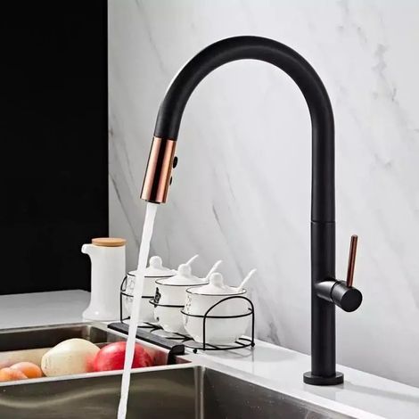 Robinet de Cuisine 22X44X4 Laiton Sanitaire Noir CF1035 B (1/4)
