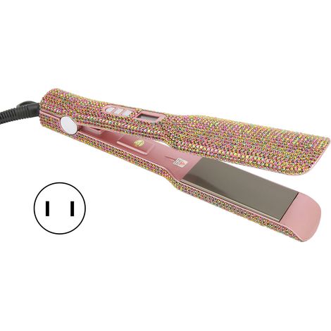 Lisseur et boucleur de cheveux 2-en-1, chauffage MCH, rose doré brillant, professionnel pour salon et maison, 110V avec fiche US. (1/5)