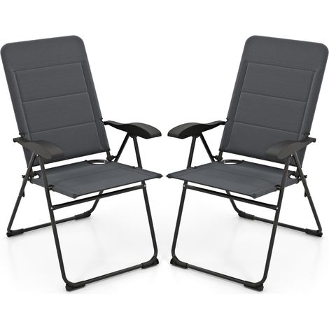 Set 2 sedie sdraio schienale regolabile 7 posizioni Poltrone reclinabili giardino portata 150kg Grigio (1/4)