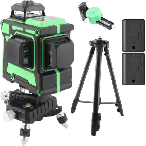 Livella laser a 12 linee, set con treppiede regolabile da 1,2 m, livella + supporto a parete + treppiede + piastra in ferro + alimentatore + borsa per il trasporto + manuale di istruzioni + asta teles (1/5)