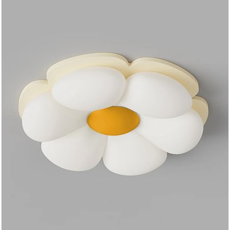 Lámpara de techo decorativa para salón y dormitorio, lámpara de techo acrílica blanco lechoso, iluminación interior floral, luz blanca cálida. (1/5)