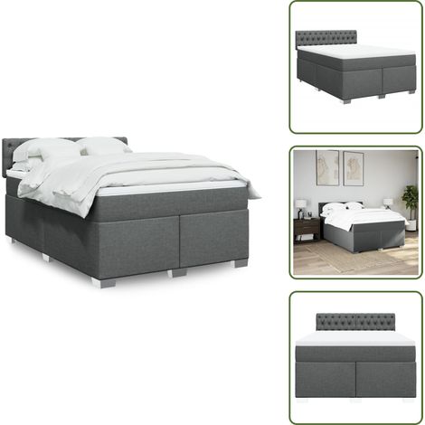 Boxspringbett mit Matratze Dunkelgrau 160x200 cm Stoff - Boxspringbett - Boxspringbetten - Bett - Bett Mit Stauraum (1/5)