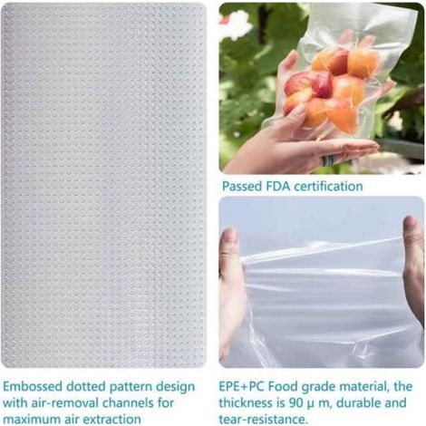100 Sacs 15x25cm Sacs Machine Sous Vide Alimentaire,sans BPA et LFGB Sac de Congelation Sous Vide (1/4)